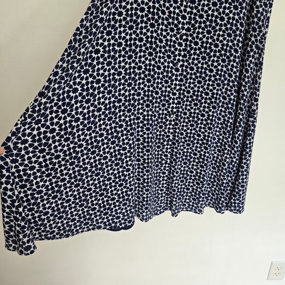 Talbots Flowy Maxi Skirt Navy White Geometric Button Front Women Plus 18 - Picture 4 of 8